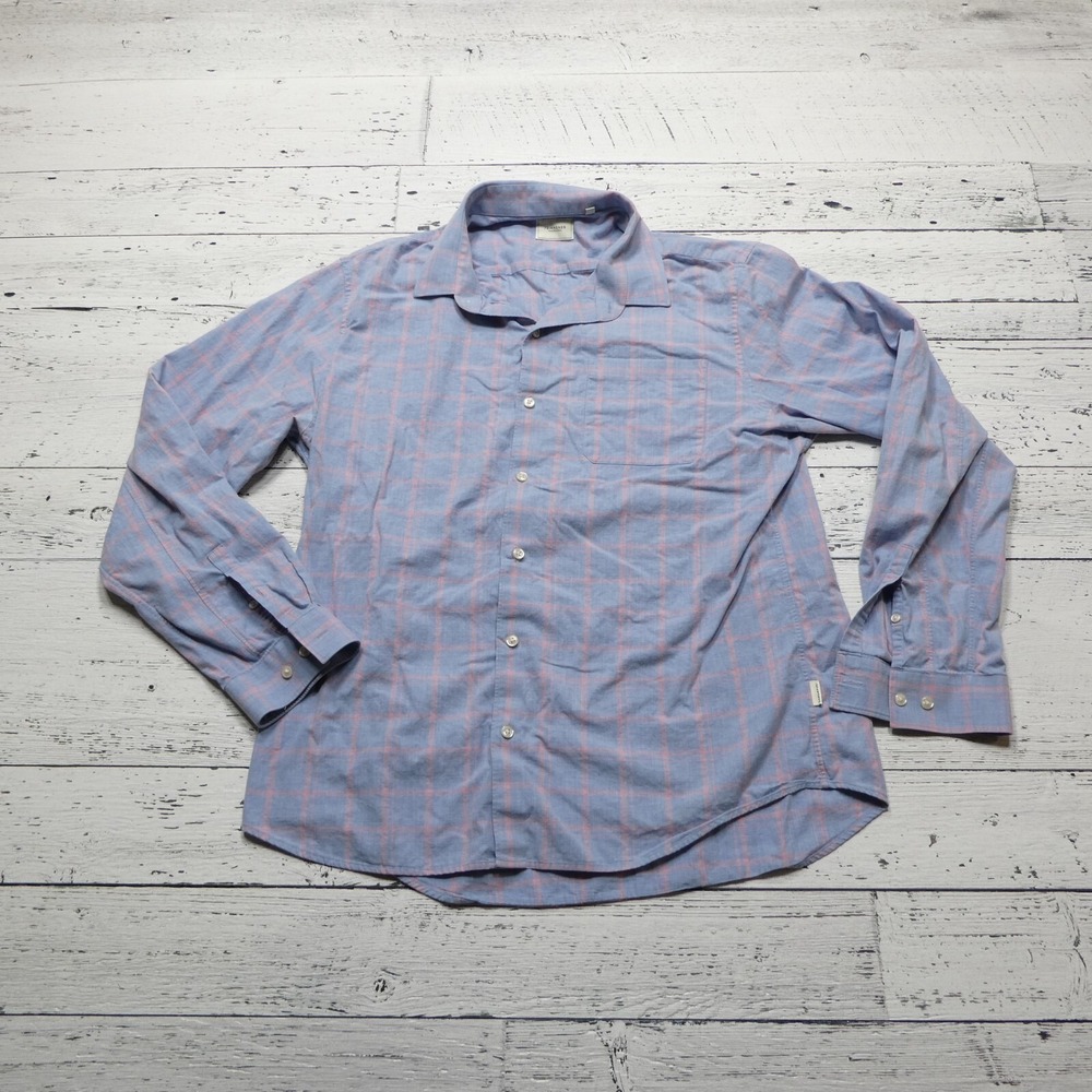 7 Diamonds Shirts Mens XL Blue Pink Check Cotton Long Sleeve Button Up